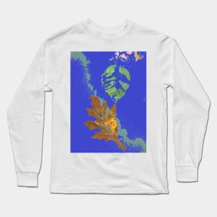 Autumn Oak Leaf on Royal Blue Long Sleeve T-Shirt